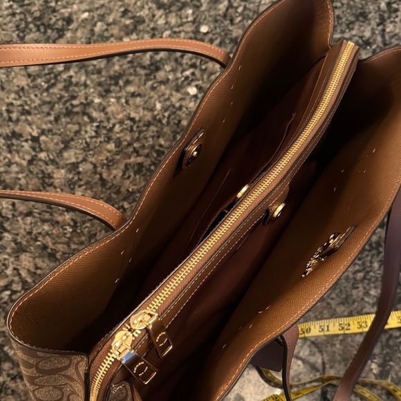 Coach large Avenue Brown coated canvas Monogram Tote Bag with Gold Hardware NWT - Picture 15 of 16